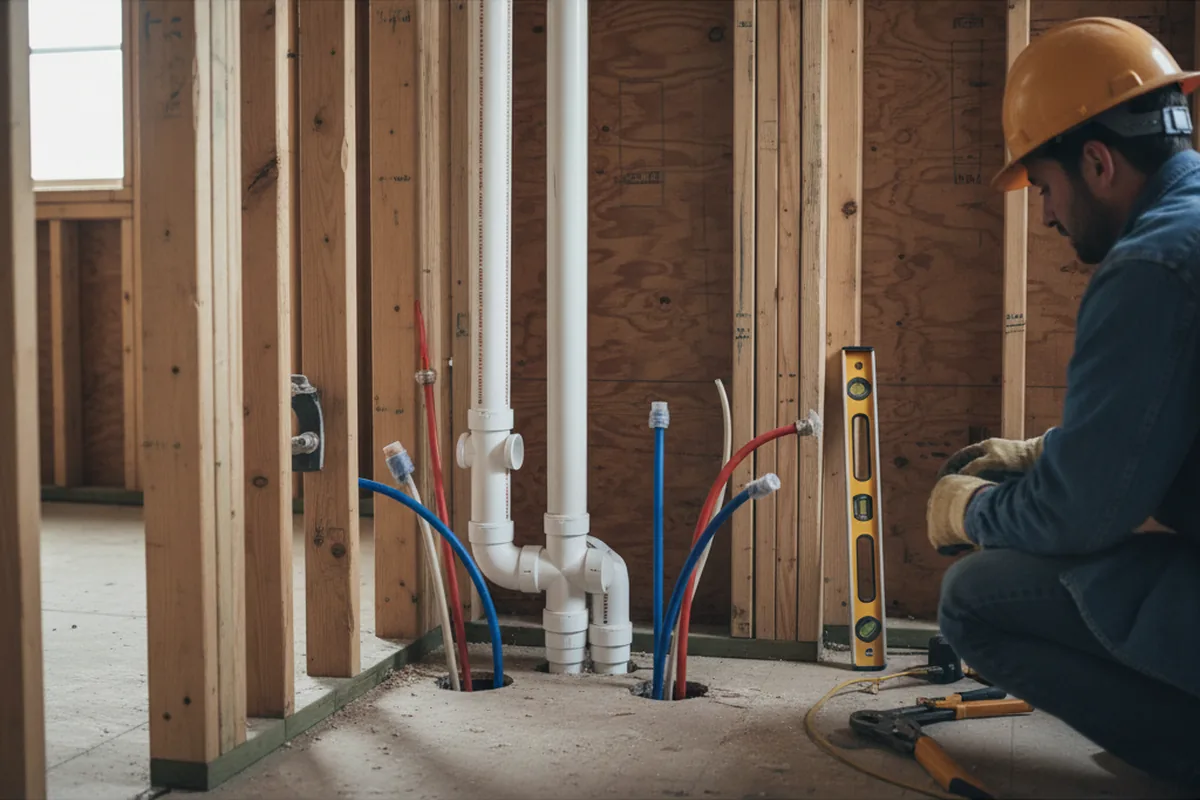 Drain and supply rough-in during Drain Cleaning in East Haddam