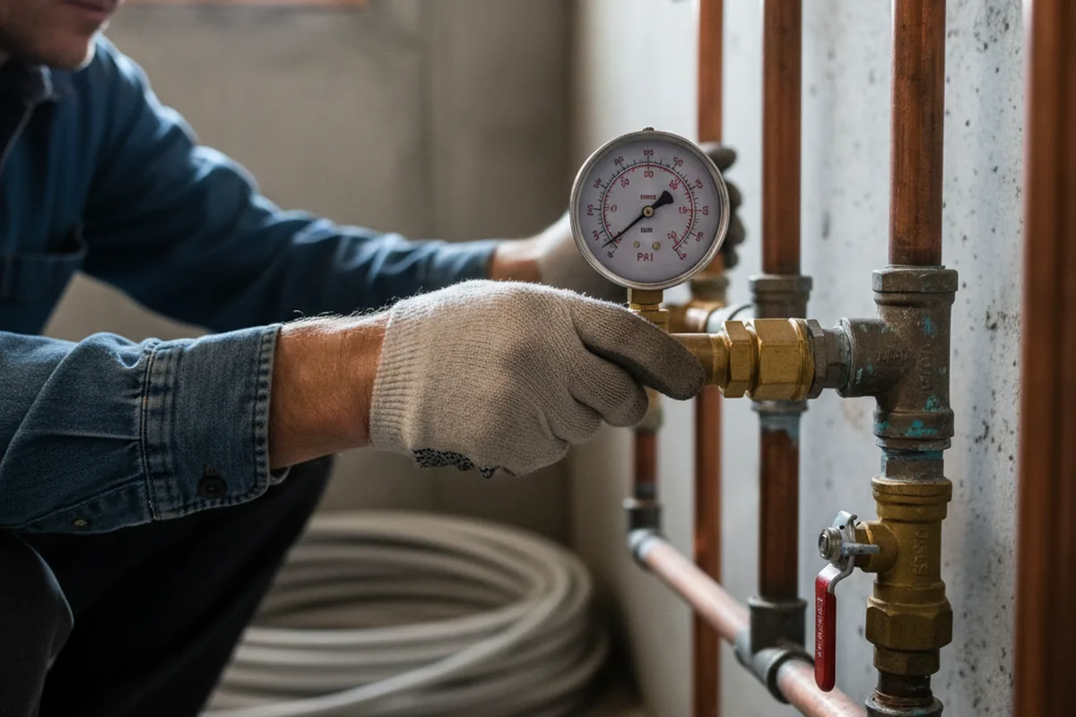 Pressure testing a repaired line during Water Line Repair in East Haddam